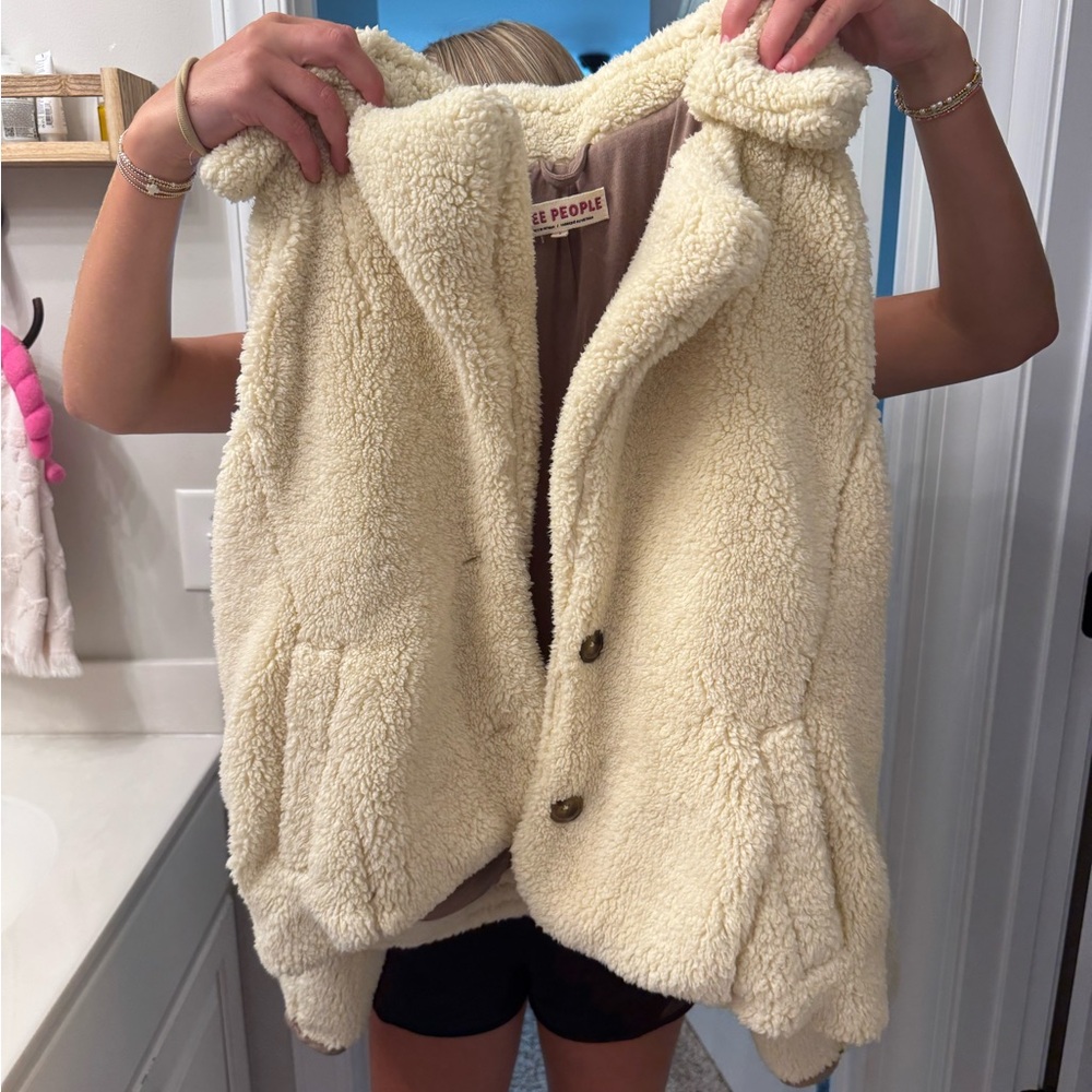 Free People Cream Teddy Jacket Cozy Plush Layer